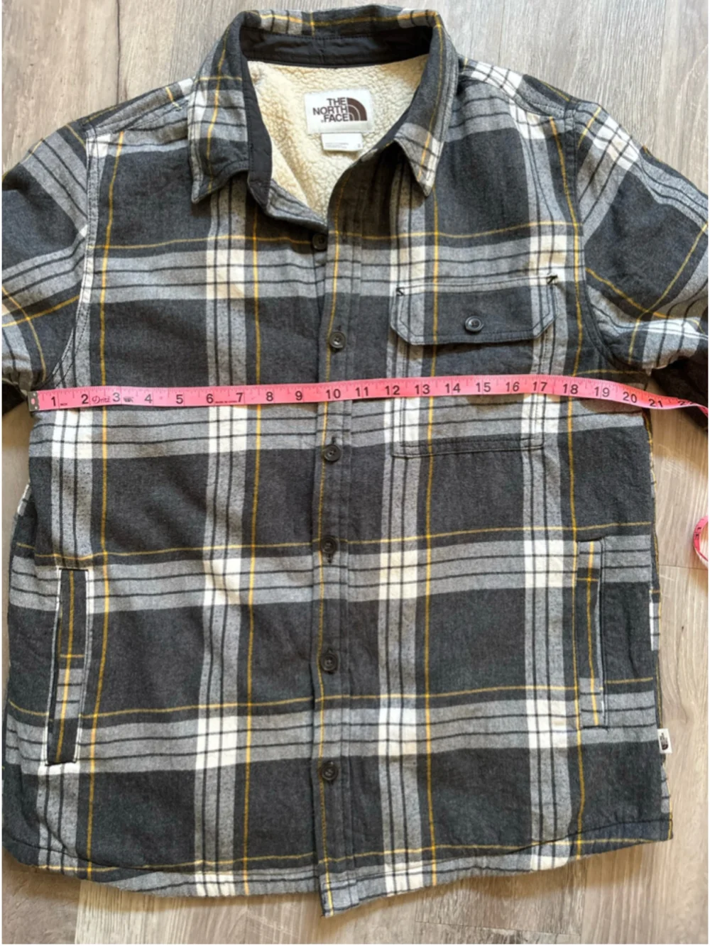 The North Face Campshire Flannel Shirt Jacket Sherpa Lined Plaid Gray Men's M